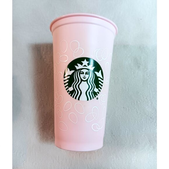 Lot of 5 Starbucks tumblers 16 oz. plastic w/ 1 lid - Easter, mermaid, other - Picture 7 of 9